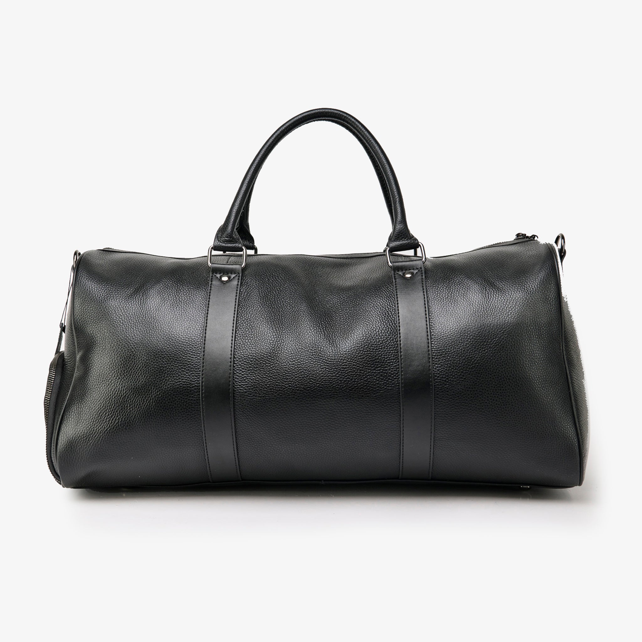 Litchi Leather Duffle Bag - Black | LUCKY TYGER