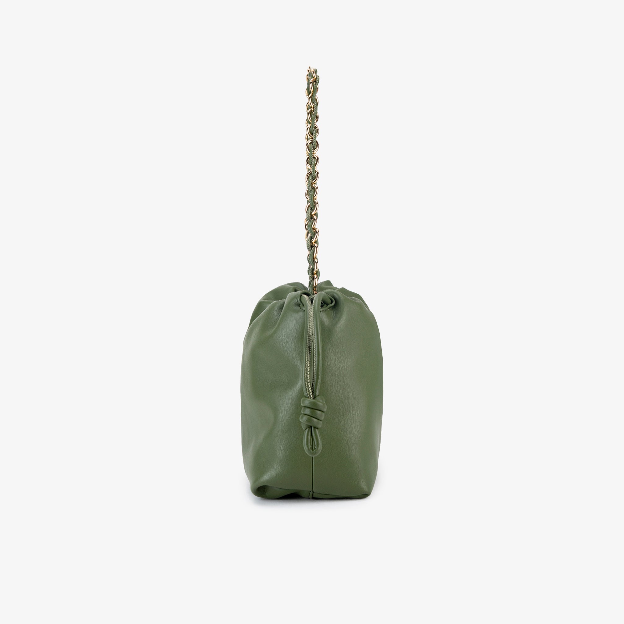 Bolsa Fruncida Cadena Cuero
