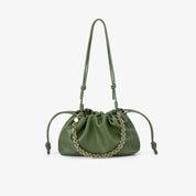 Bolsa Fruncida Cadena Cuero