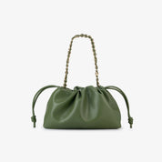 Bolsa Fruncida Cadena Cuero