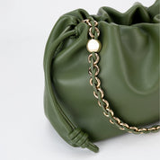 Bolsa Fruncida Cadena Cuero