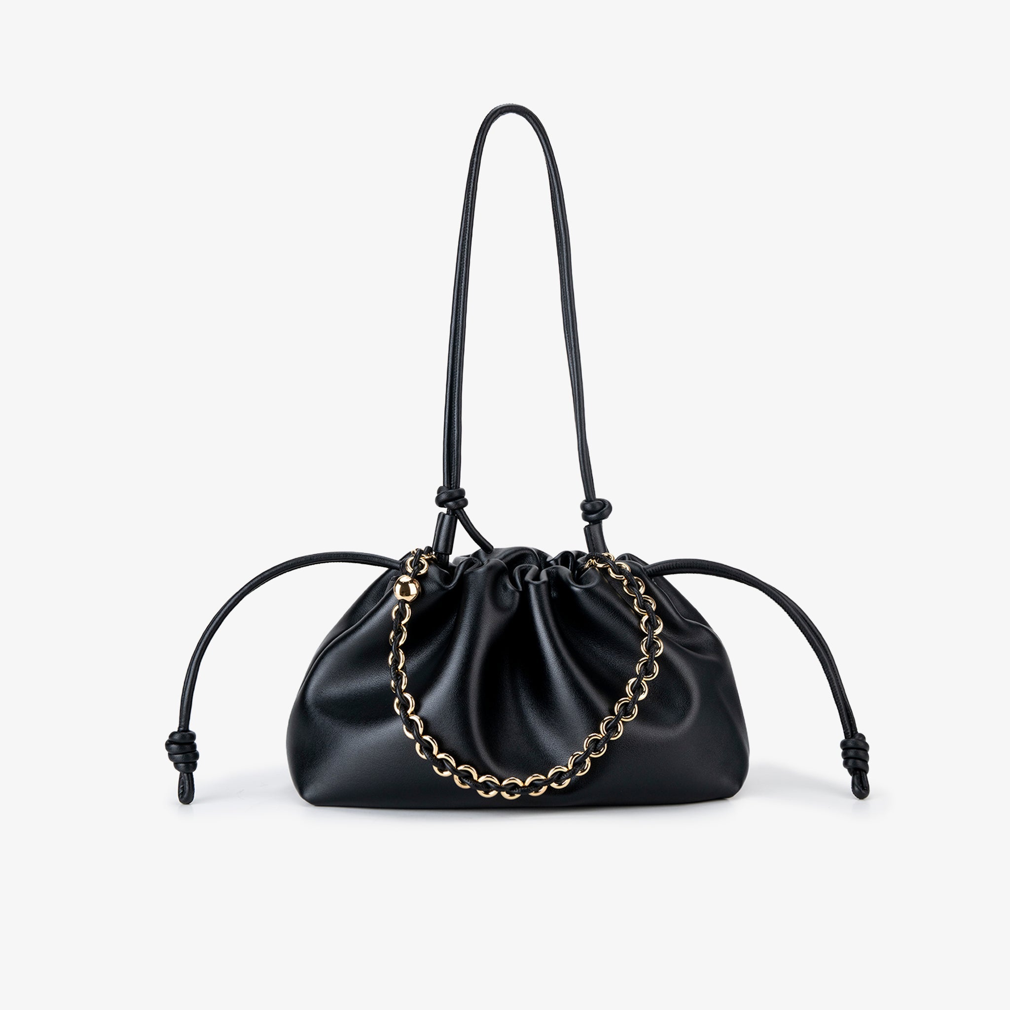 Bolsa Fruncida Cadena Cuero - Bolsas de Hombro | LUCKY TYGER