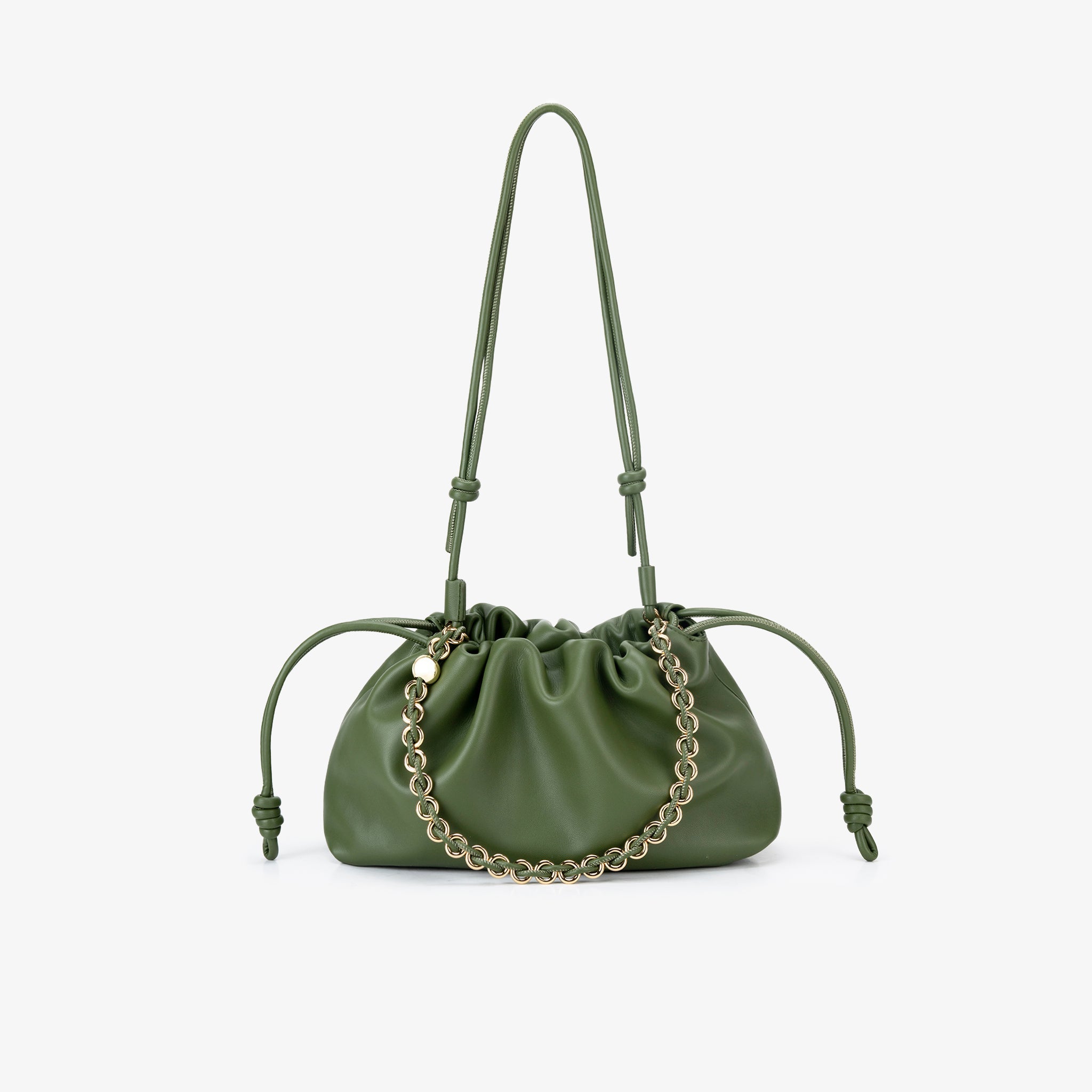 Bolsa Fruncida Cadena Cuero - Bolsas de Hombro | LUCKY TYGER