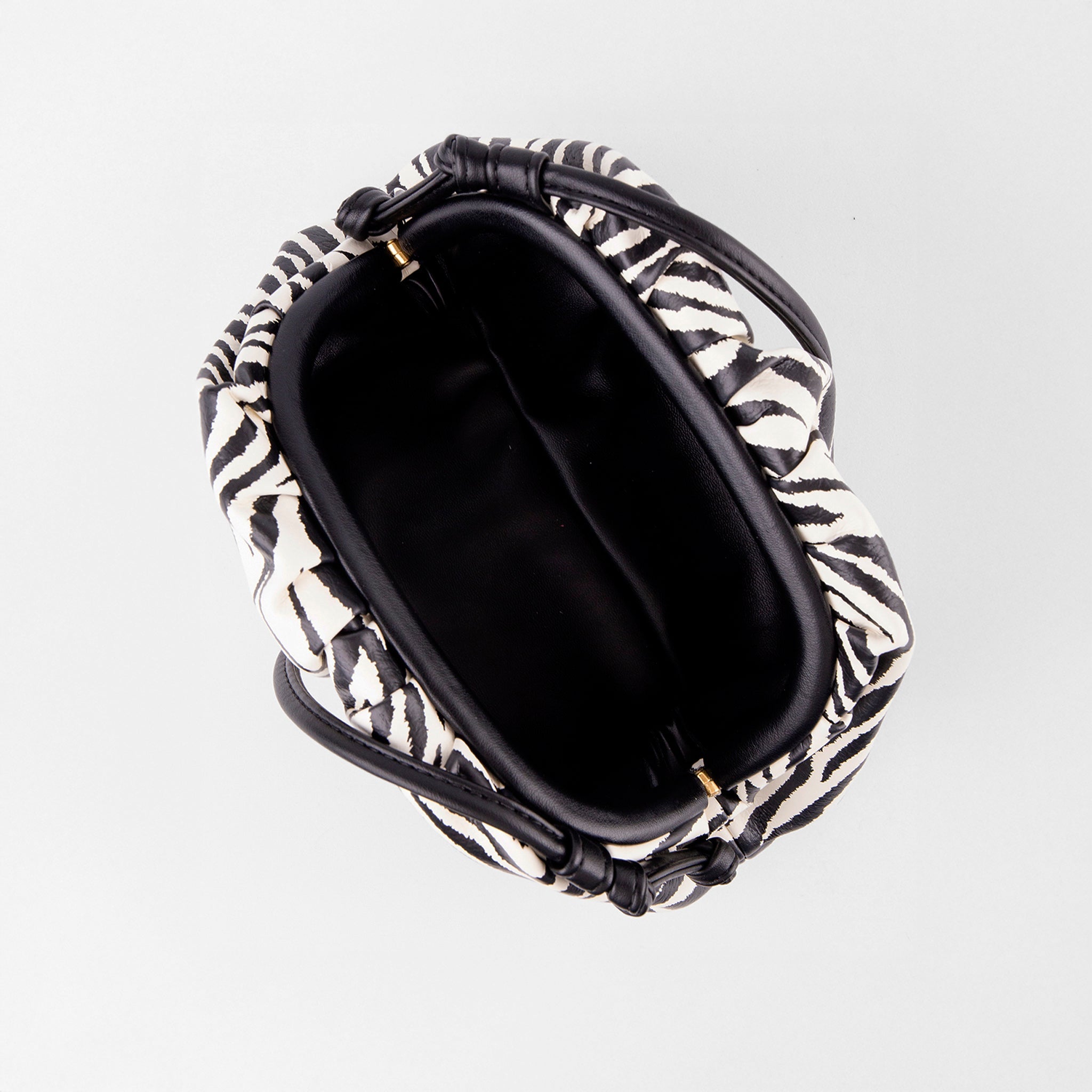 Clutch Fruncido Mini Piel Vegana Zebra - Bolsos de Mano | LUCKY TYGER