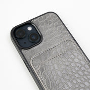 iPhone Case Cocodrilo con Tarjetero Gris - Fundas de Iphone | LUCKY TYGER