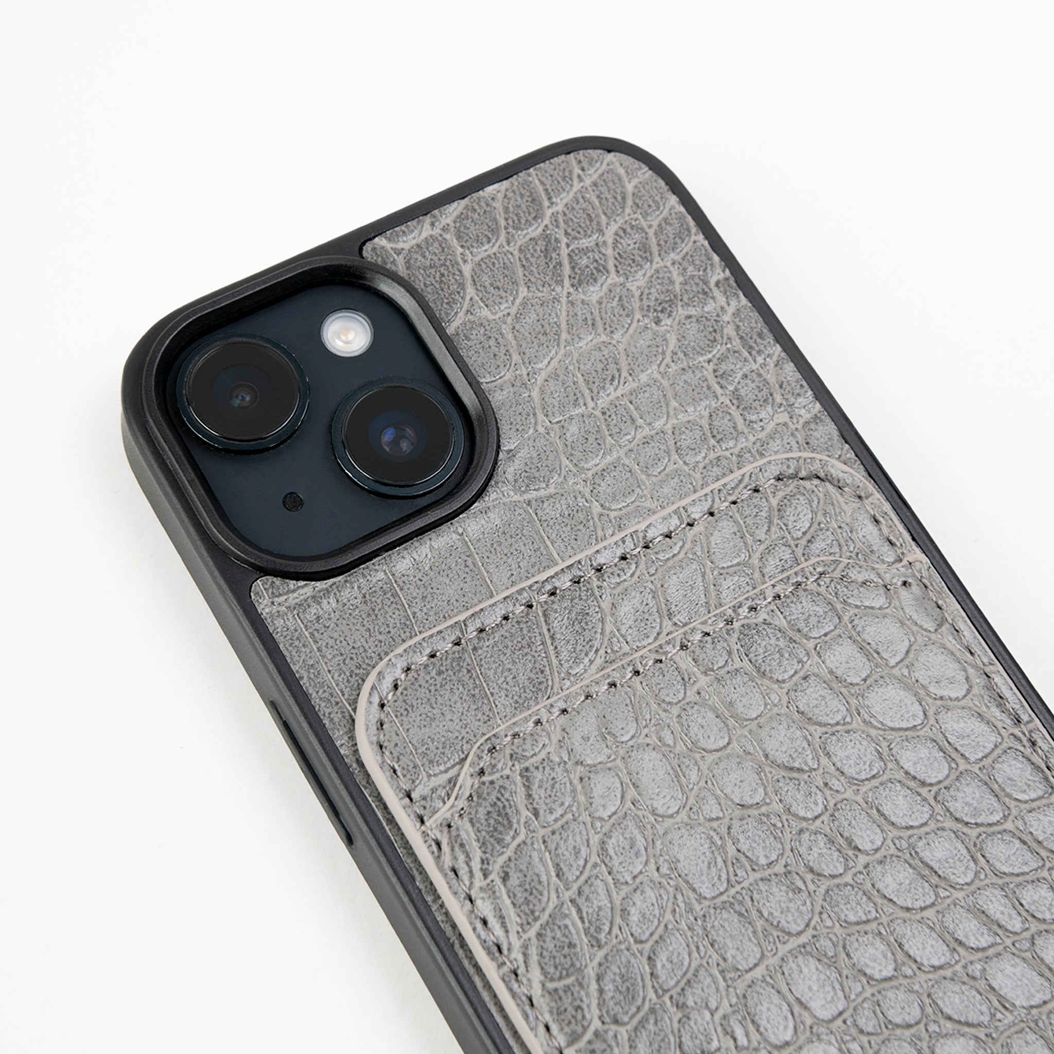 iPhone Case Cocodrilo con Tarjetero Gris - Fundas de Iphone | LUCKY TYGER