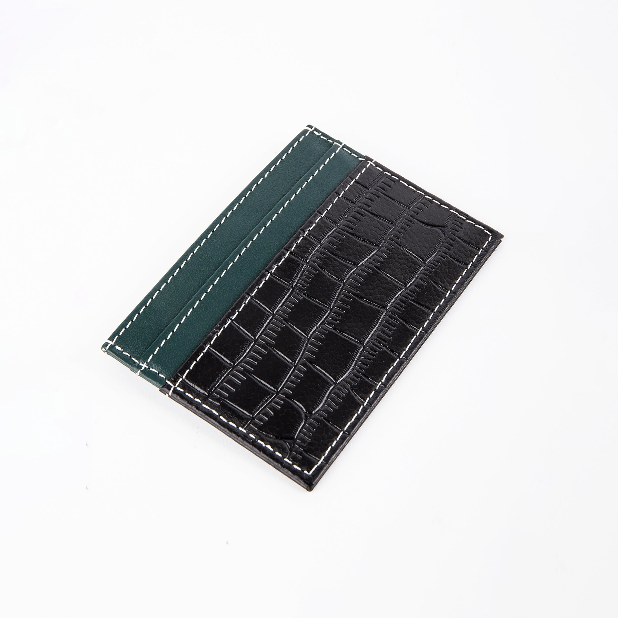 Tarjetero de Cuero Color Block Cocodrilo - LUCKY TYGER