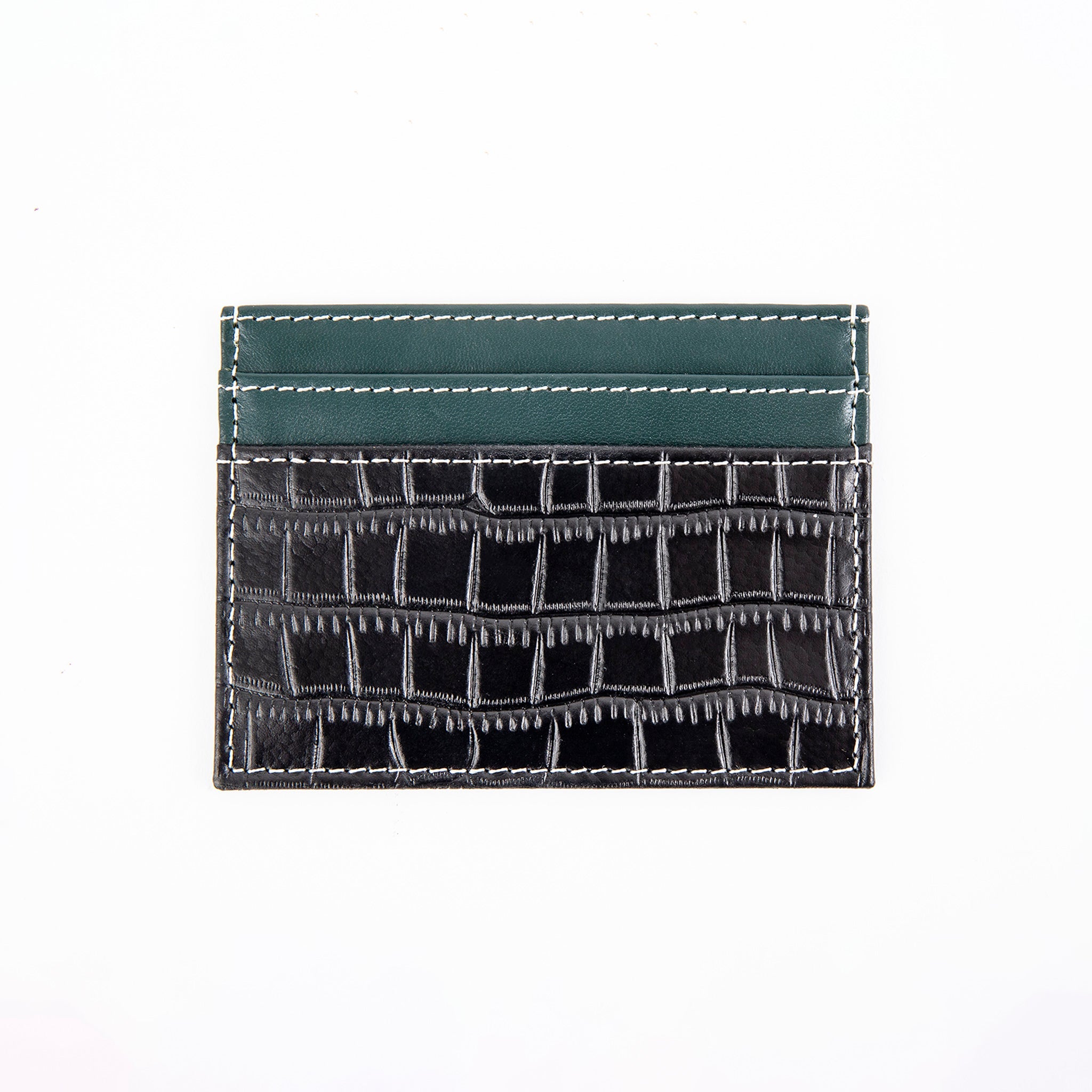 Tarjetero de Cuero Color Block Cocodrilo - LUCKY TYGER