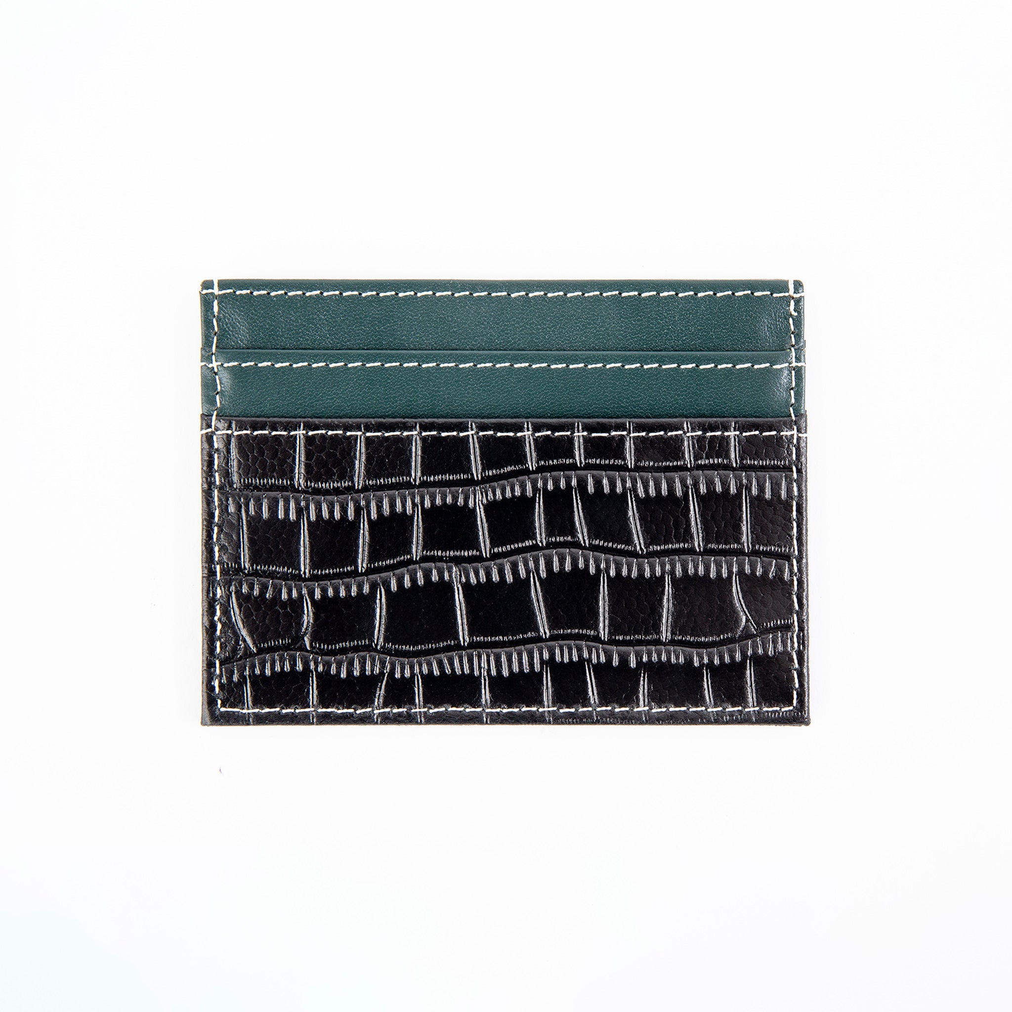 Tarjetero de Cuero Color Block Cocodrilo - LUCKY TYGER